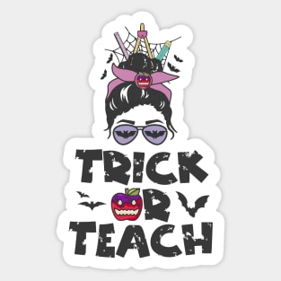 Trick Or Teach Messy Bun Halloween Teacher Costume Sticker